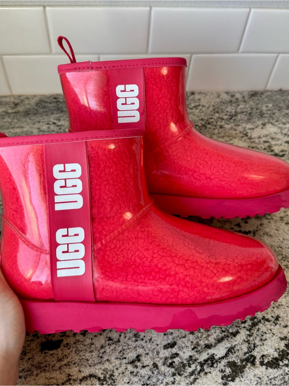 UGG Classic Clear Mini Boots in “Samba Red” (Fuschia Pink). Size 8. VGUC. - Picture 3 of 7